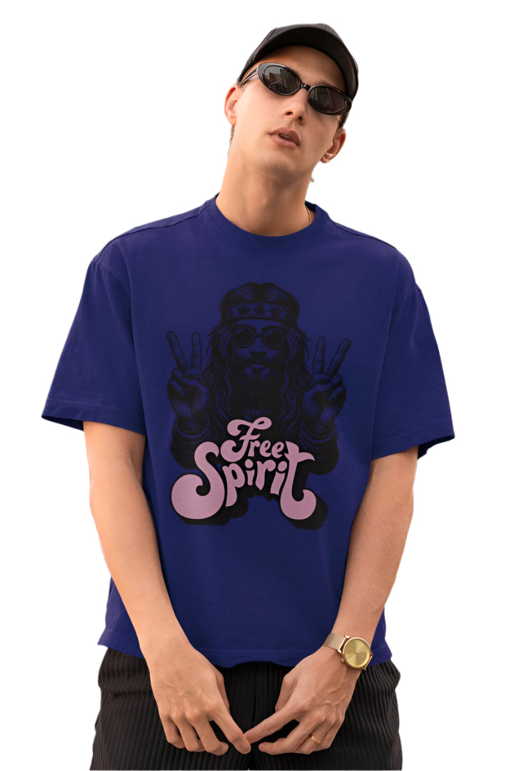 Men's Free Spirit Oversized T shirt White by ZealforTee