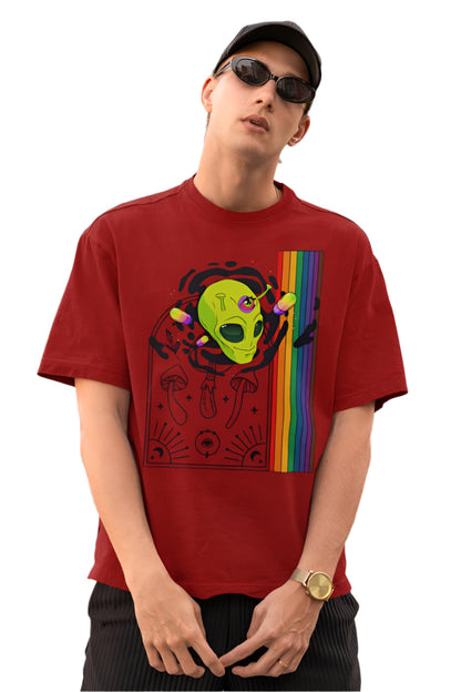 Men's Multicolored Crown Oversized T shirt Coral by ZealforTee