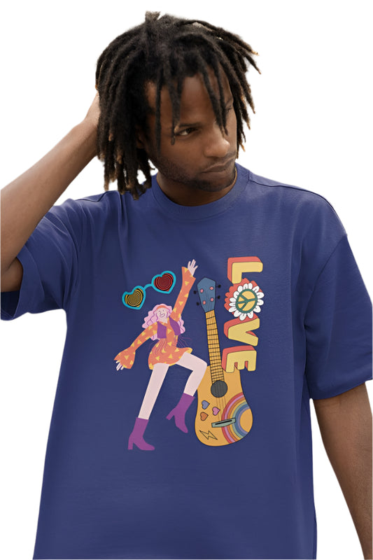 Men's Guitar Lover Oversized T shirt Royal Blue by ZealforTee