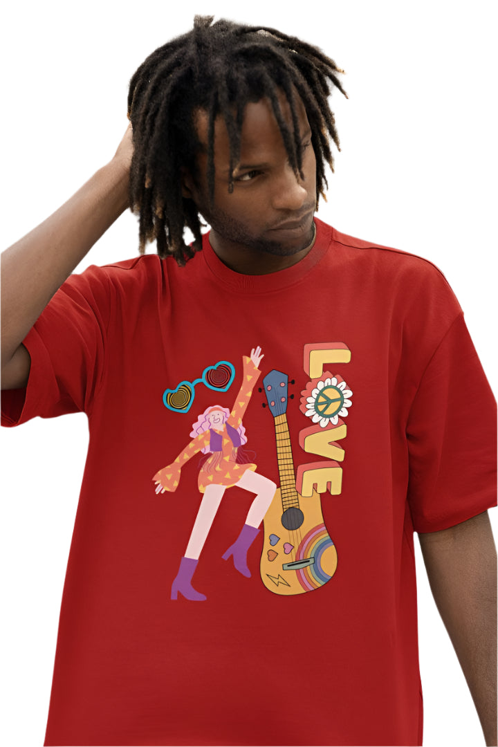 Men's Guitar Lover Oversized T shirt Royal Blue by ZealforTee