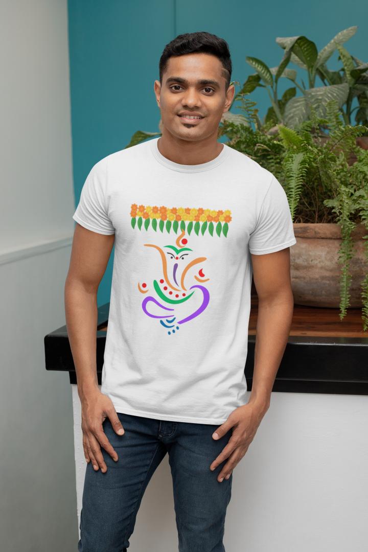 Men's Ganesh Chaturthi T-shirt Sky Blue by ZealforTee