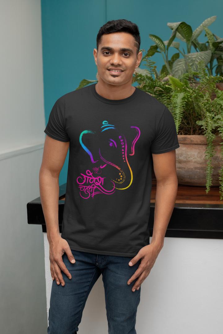 Men's Ganesh Chaturthi T-shirt White by ZealforTee