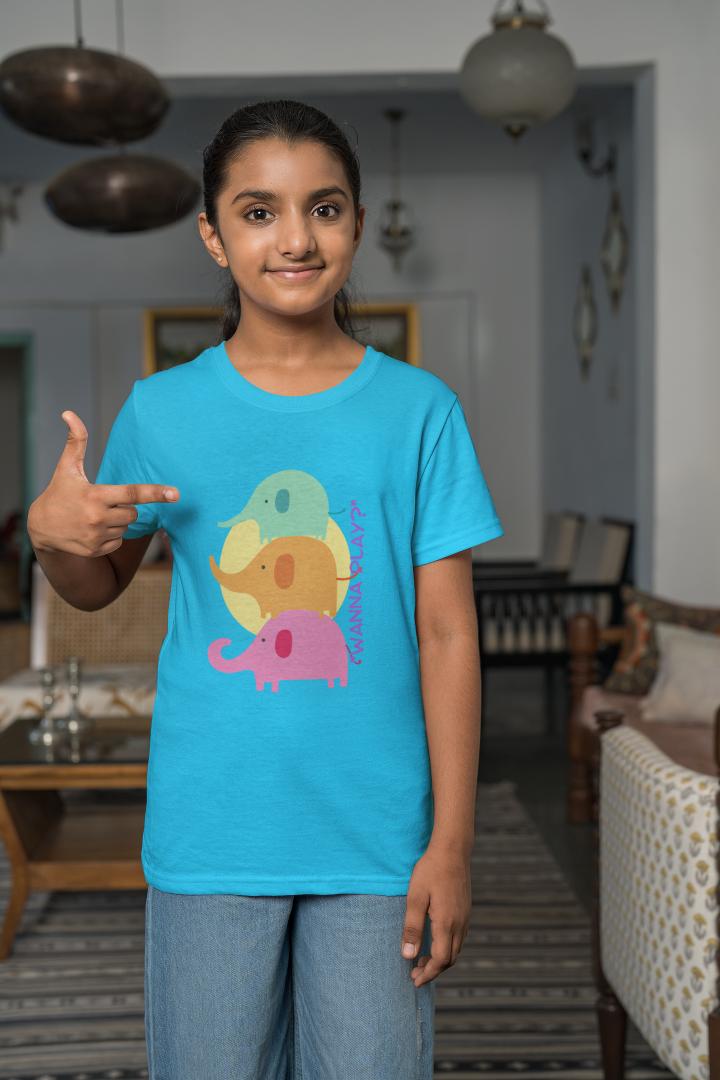 Kid's Wanna Play Elephant Unisex Tshirt White by ZealforTee