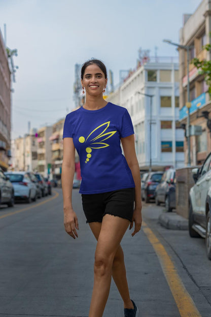 Women's Yellow Moth T-shirt Sky Blue by ZealforTee