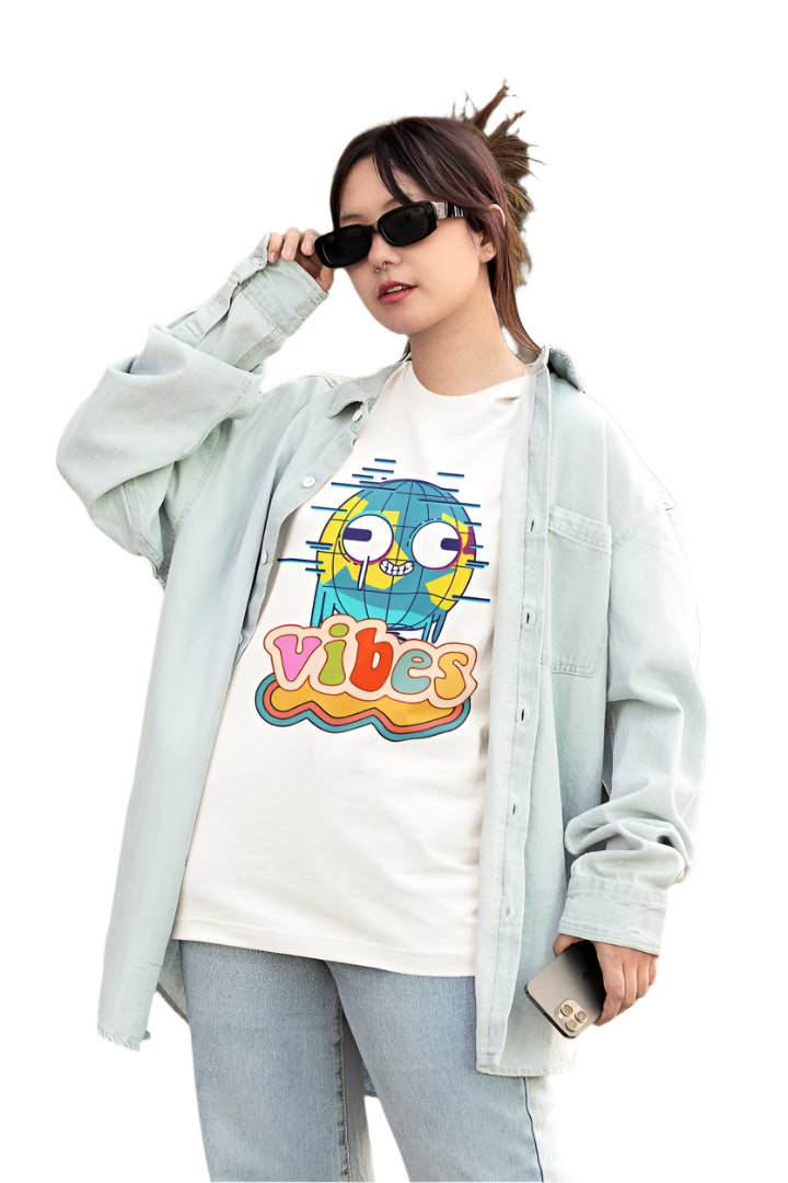 Women's Vibrant Vibes Oversized T shirt Light Baby Pink by ZealforTee