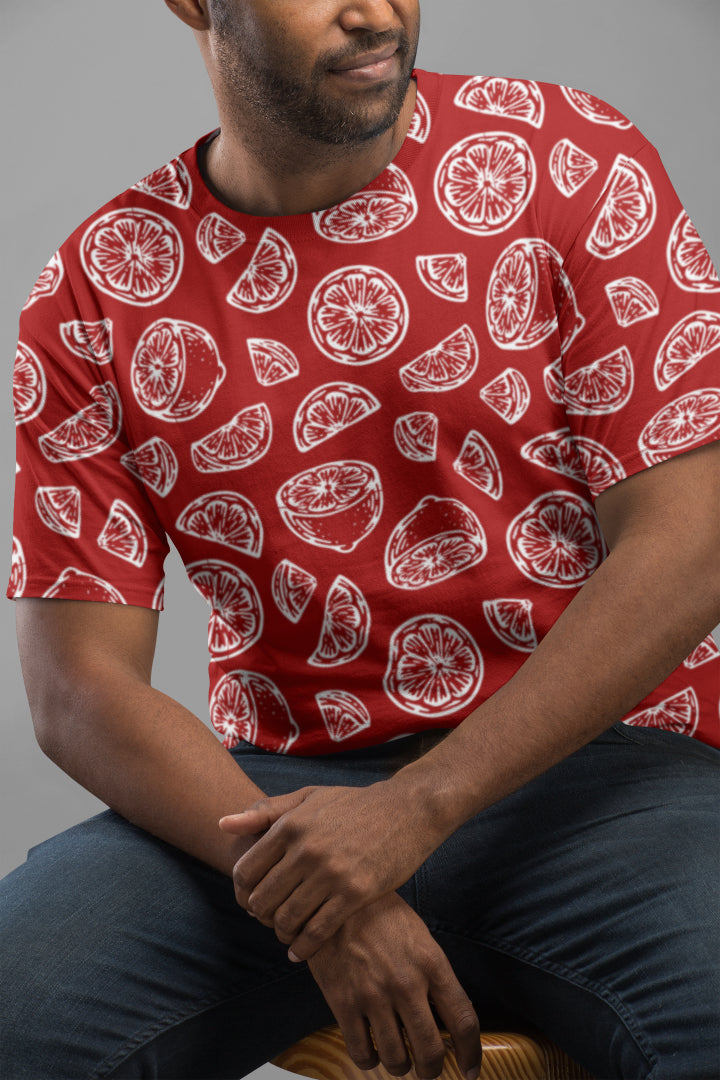 Men's Crimson Red Lime T-shirt