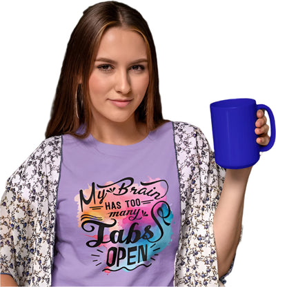 Women's My Brain Has Too Many Tabs Open T-shirt Golden Yellow by ZealforTee