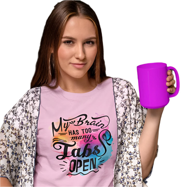 Women's My Brain Has Too Many Tabs Open T-shirt Golden Yellow by ZealforTee