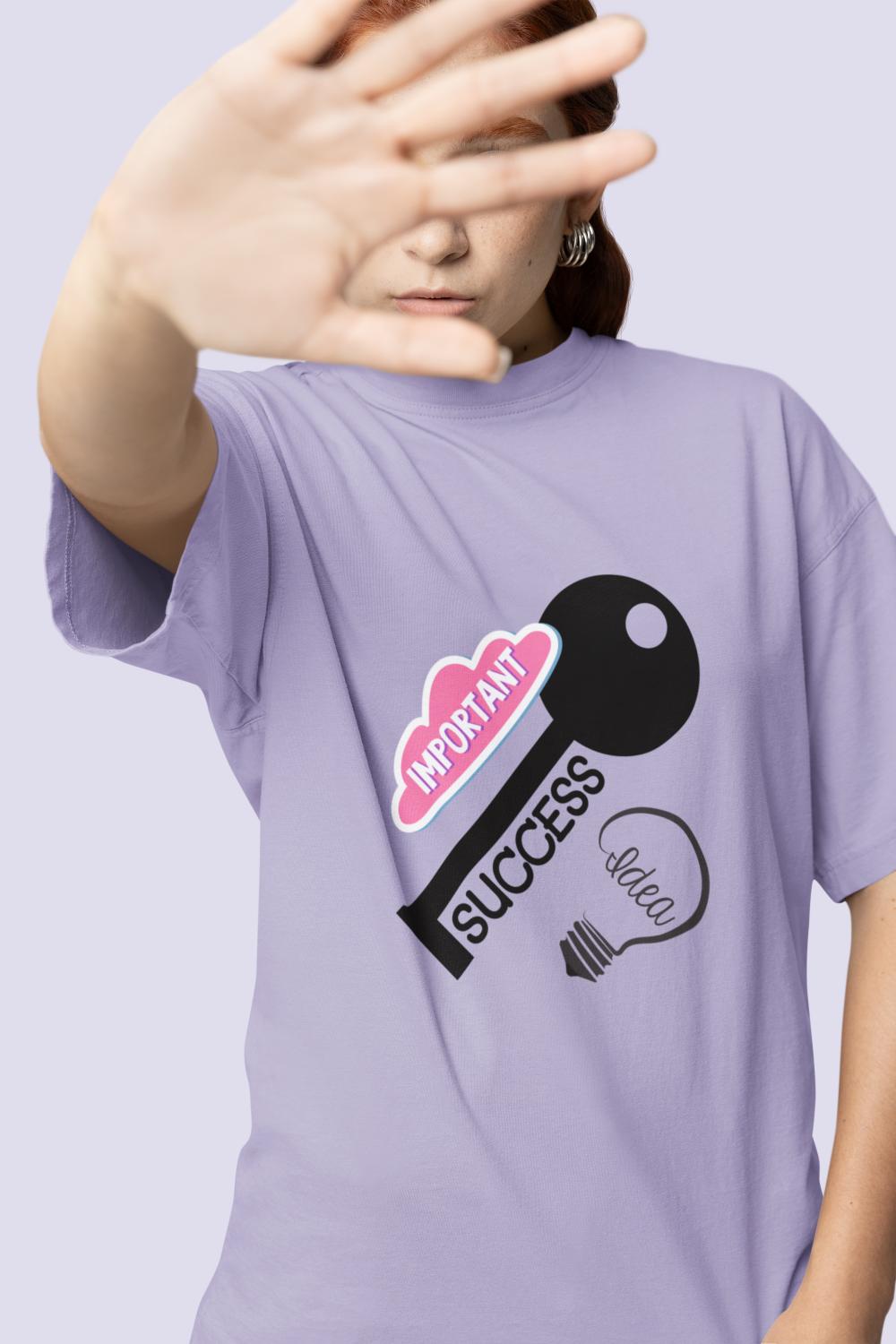 Women's Key to Success Oversized T shirt Baby Blue by ZealforTee