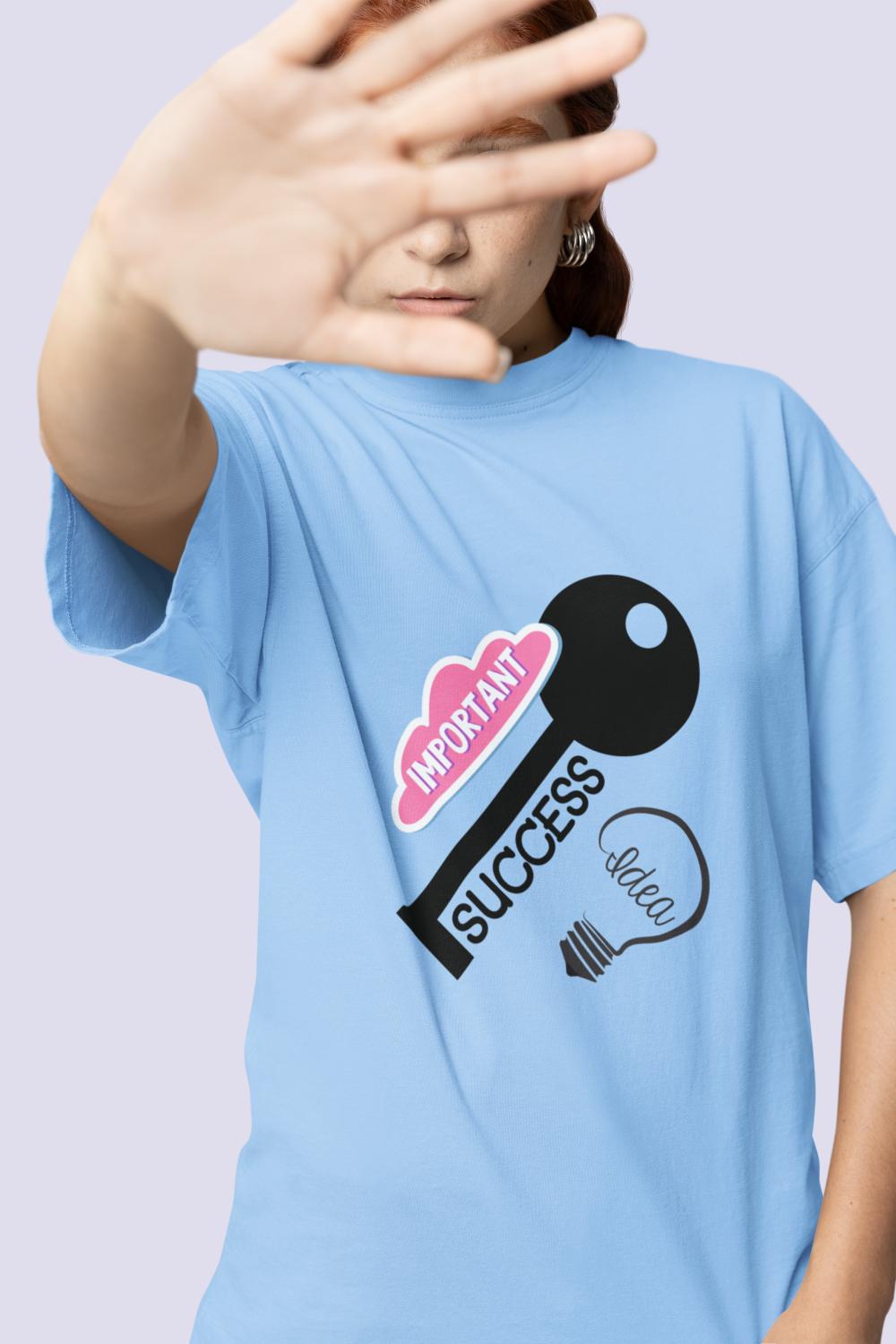 Women's Key to Success Oversized T shirt Baby Blue by ZealforTee