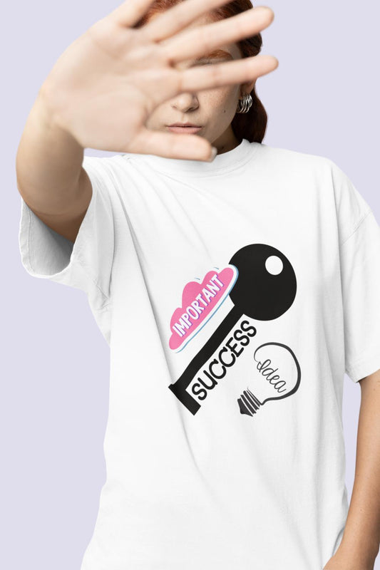 Women's Key to Success Oversized T shirt Baby Blue by ZealforTee