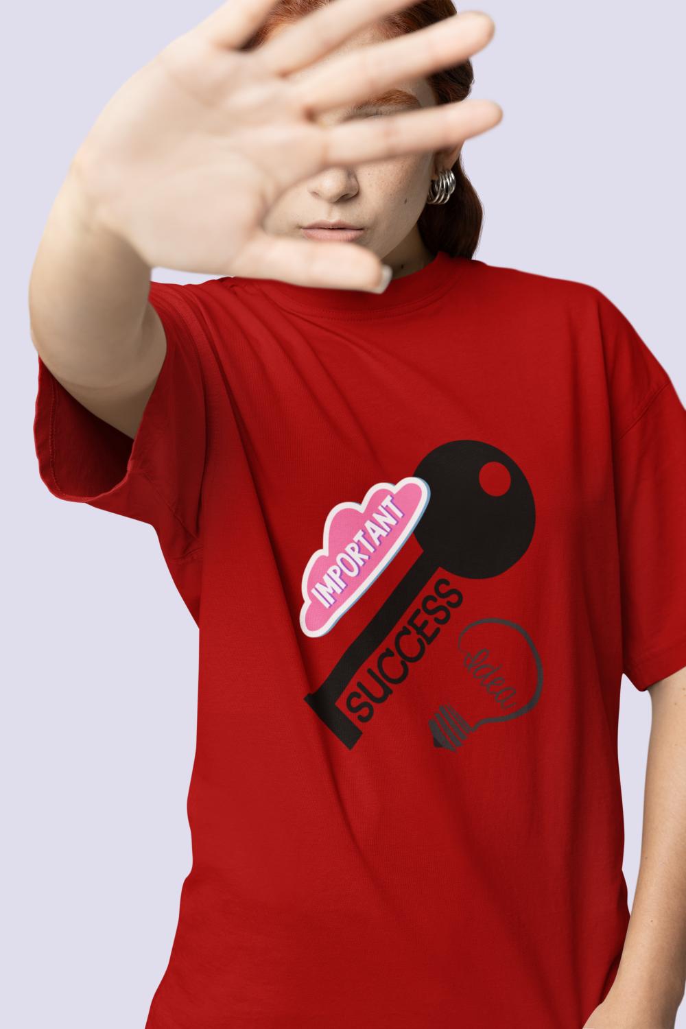 Women's Key to Success Oversized T shirt Baby Blue by ZealforTee