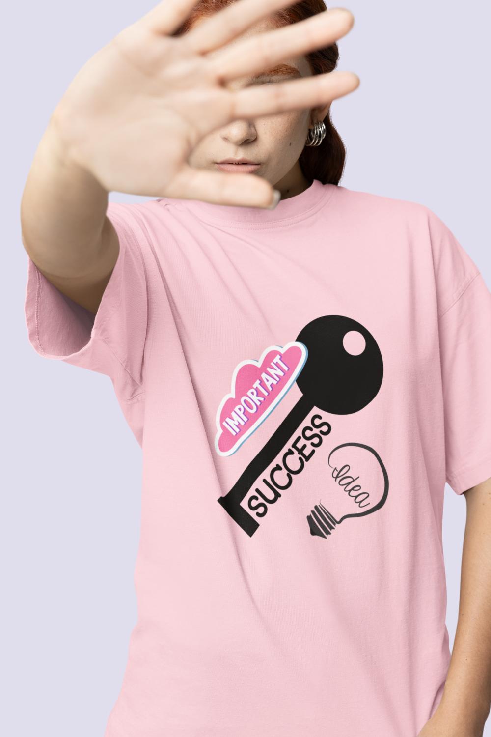 Women's Key to Success Oversized T shirt Baby Blue by ZealforTee