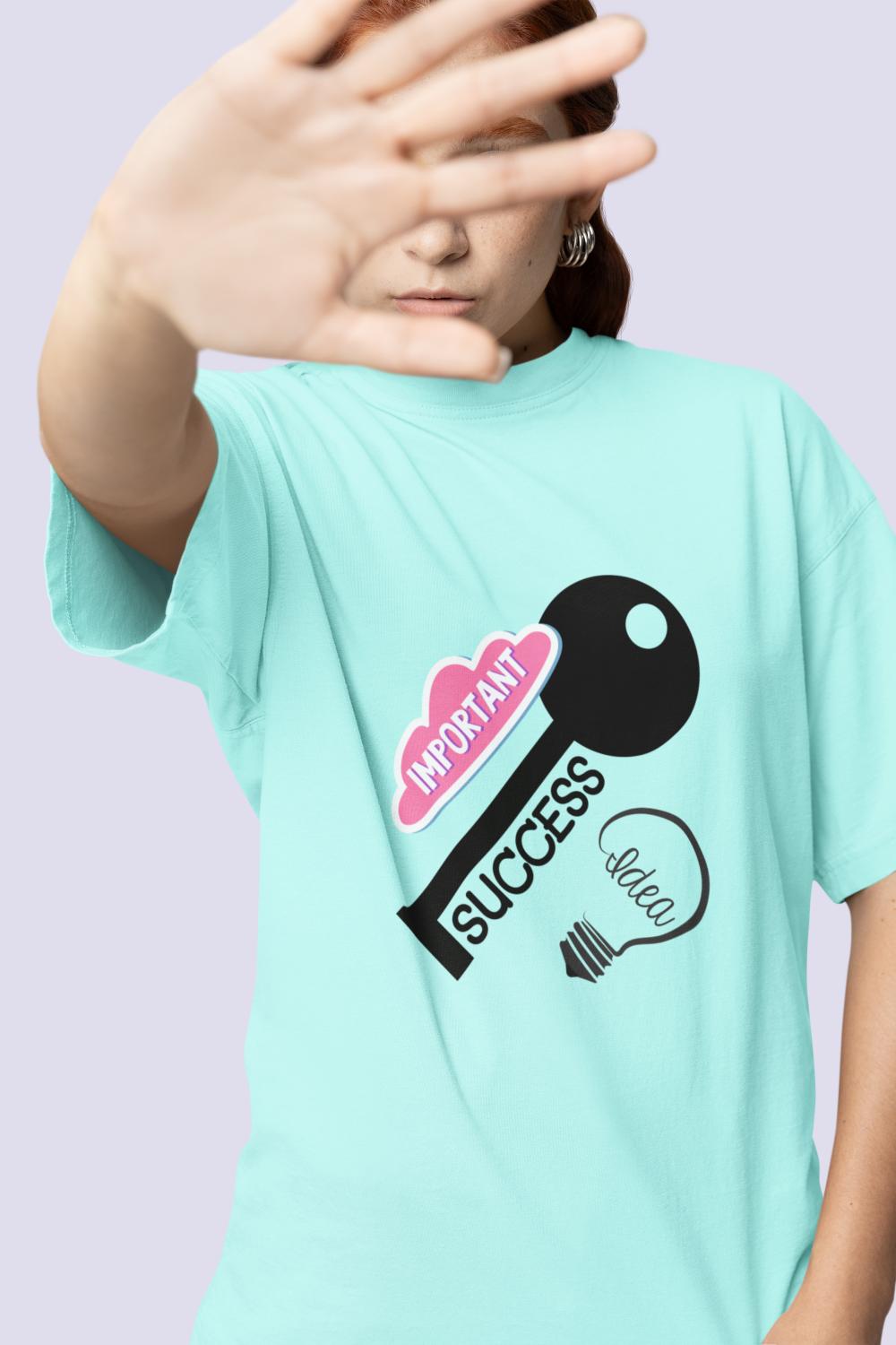 Women's Key to Success Oversized T shirt Baby Blue by ZealforTee