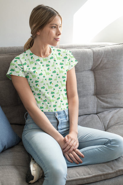 Women's Dino All Over Printed T shirt