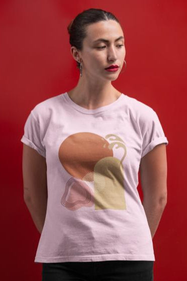 Women's Minimal Design Art T-shirt Light Pink by ZealforTee