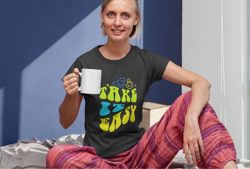 Women's Take It Easy T-shirt Black by ZealforTee