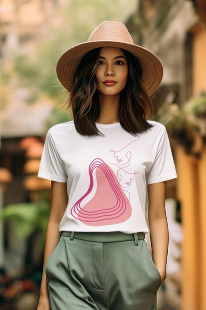 Women's Minimal Face Art T-shirt Liril Green by ZealforTee