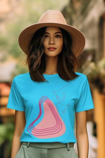 Women's Minimal Face Art T-shirt Liril Green by ZealforTee