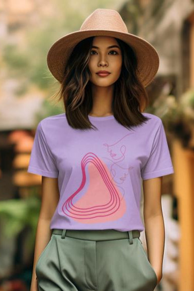 Women's Minimal Face Art T-shirt Liril Green by ZealforTee