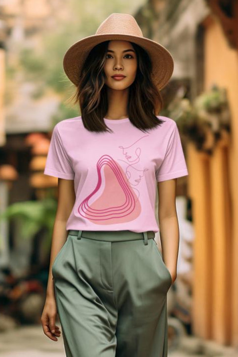 Women's Minimal Face Art T-shirt Liril Green by ZealforTee