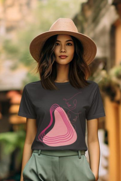 Women's Minimal Face Art T-shirt Liril Green by ZealforTee