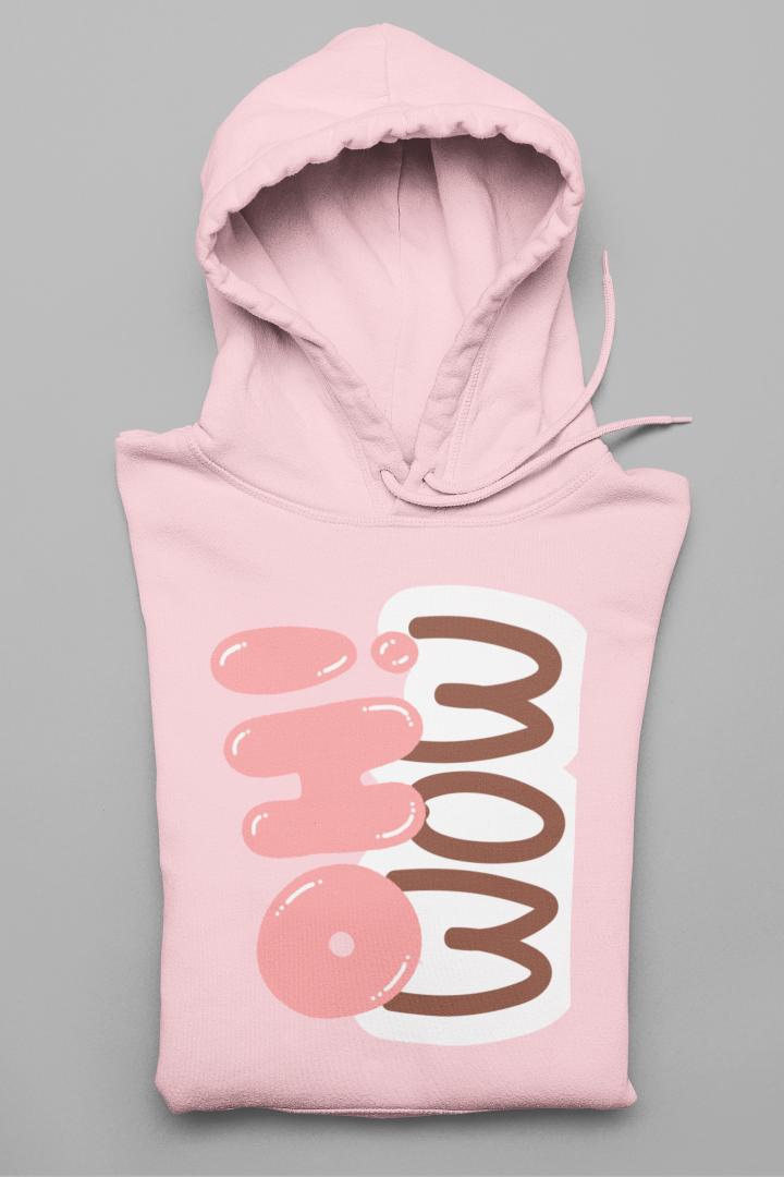 Women's Oh Wow Hoodie Sweatshirt Light Baby Pink by ZealforTee
