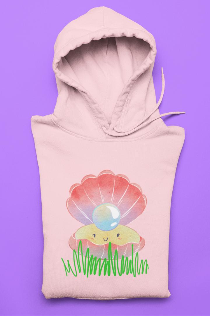 Women's Ivory Pearl Hoodie Sweatshirt Light Baby Pink by ZealforTee