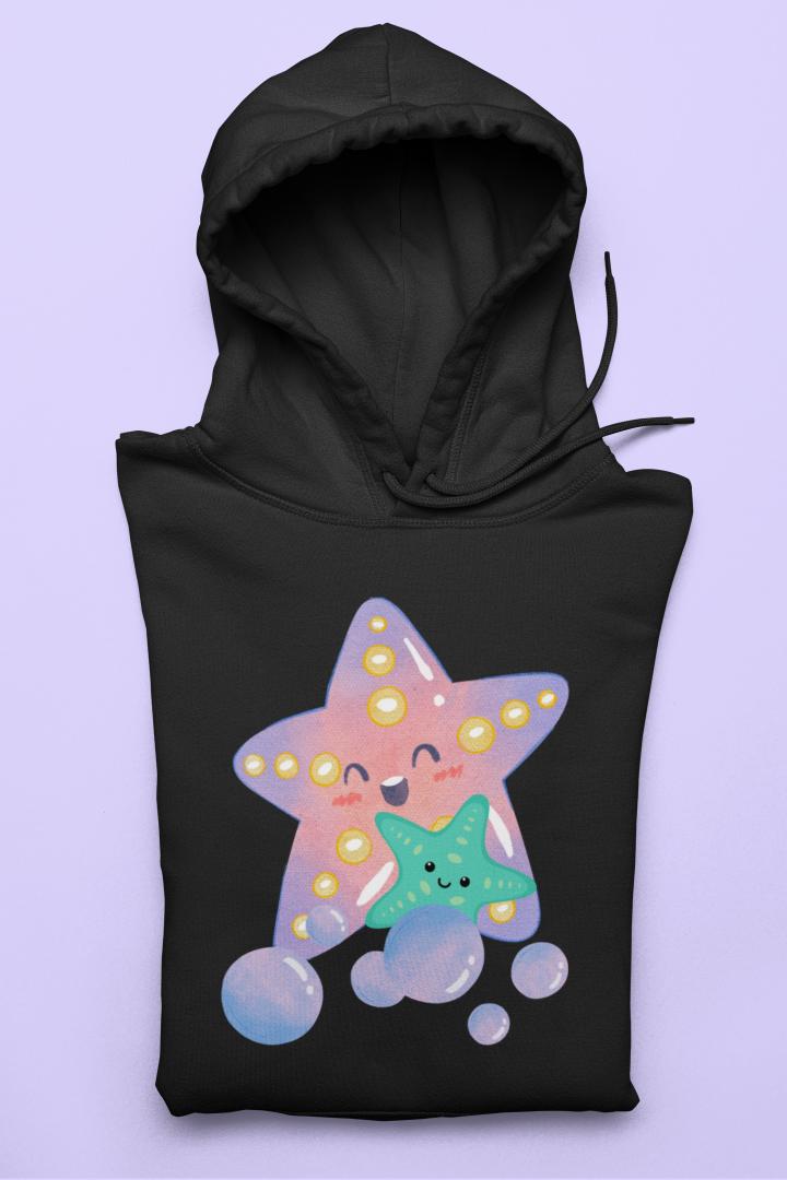 Women's Starfish with Kids Hoodie Sweatshirt Light Baby Pink by ZealforTee