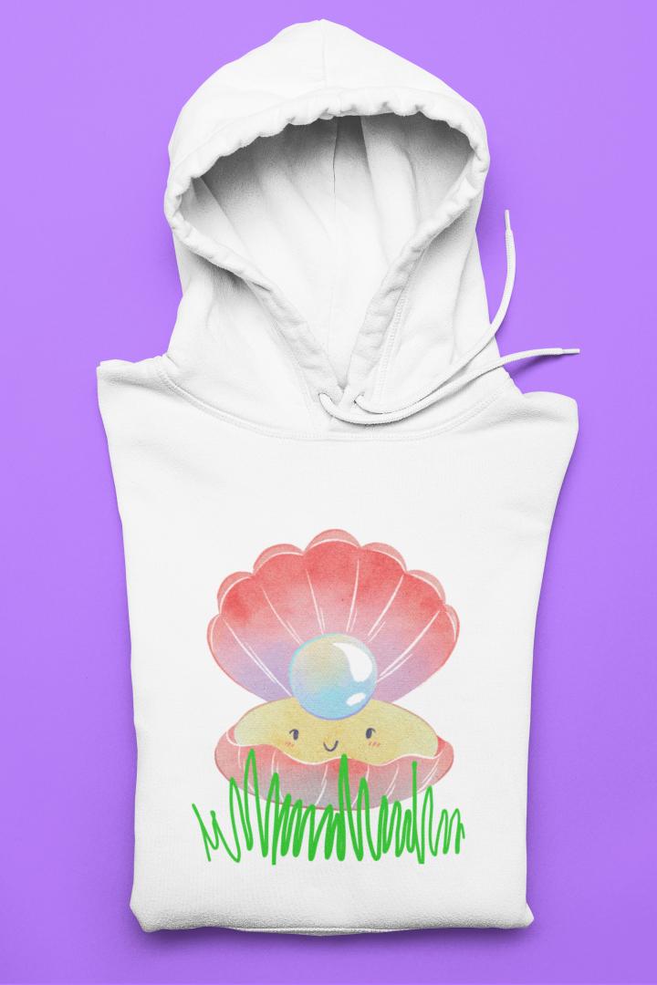 Women's Ivory Pearl Hoodie Sweatshirt Light Baby Pink by ZealforTee