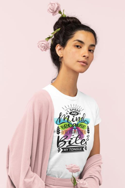 Women's Mind Vs Tongue T-shirt White by ZealforTee