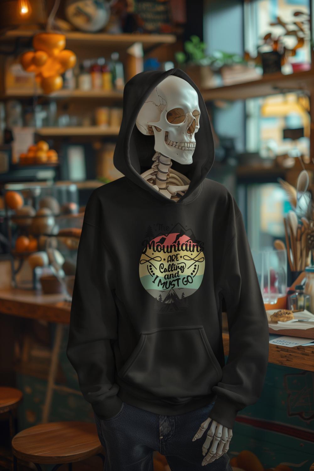 Men's Mountain Calling Typography Hoodie Sweatshirt Royal Blue by ZealforTee