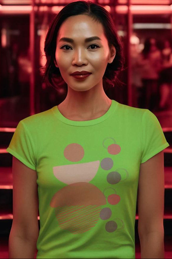 Women's Circle Arty T-shirt Liril Green by ZealforTee