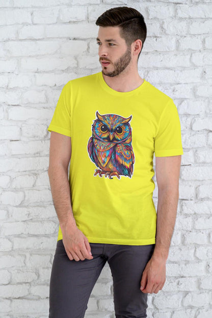 Men's Round Neck Owl T-shirt Purple by ZealforTee