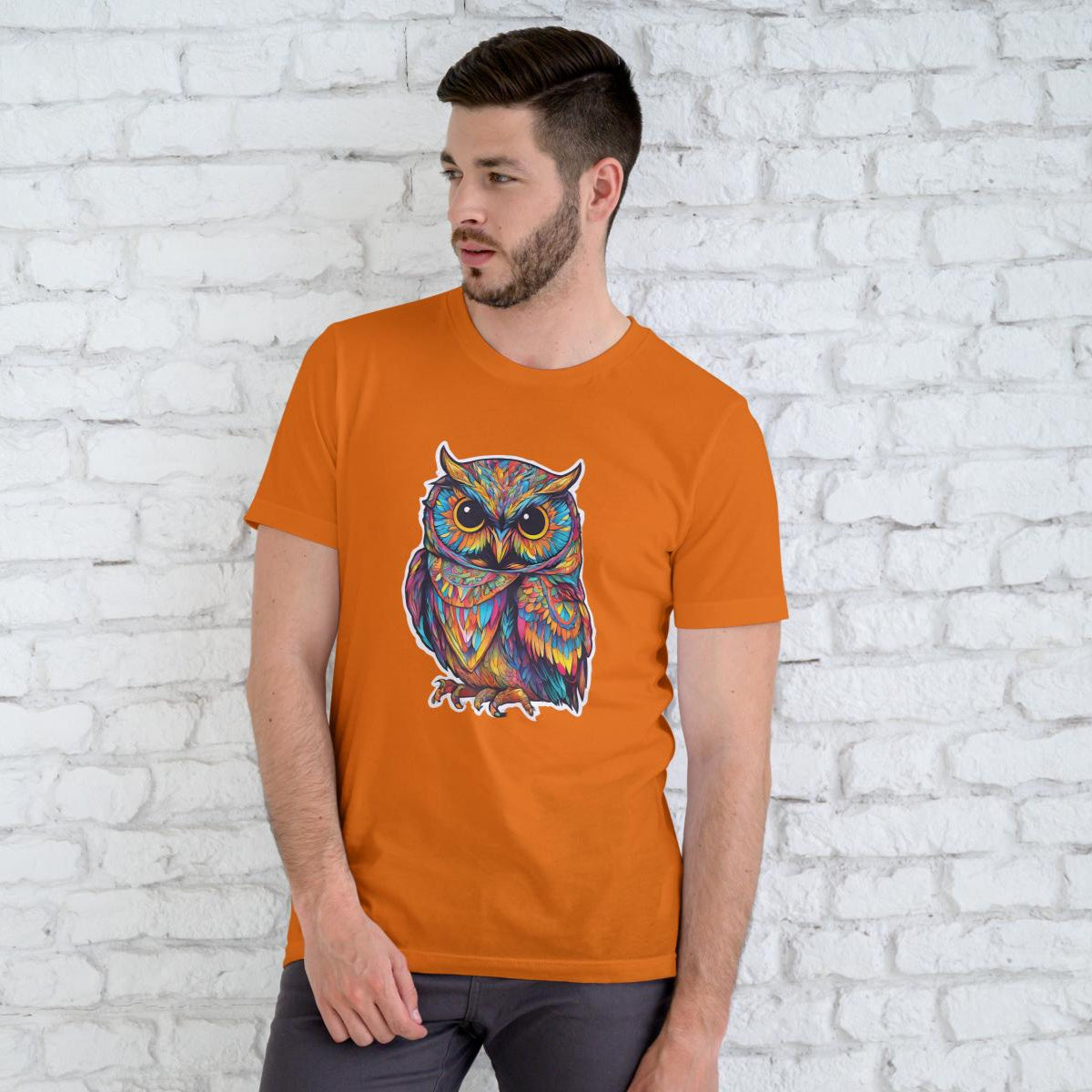 Men's Round Neck Owl T-shirt Maroon by ZealforTee