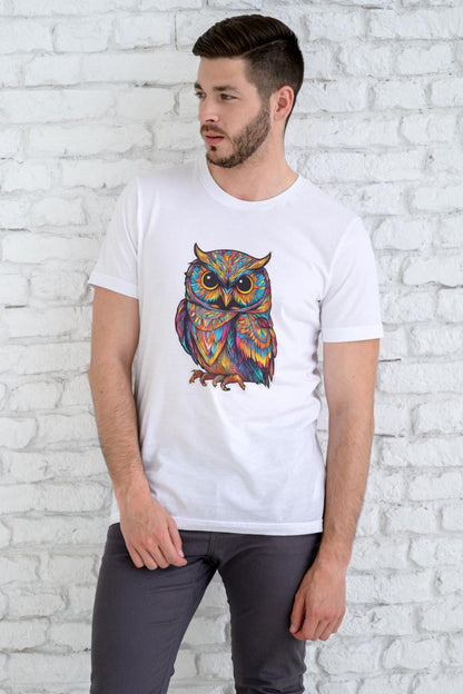 Men's Round Neck Owl T-shirt Purple by ZealforTee