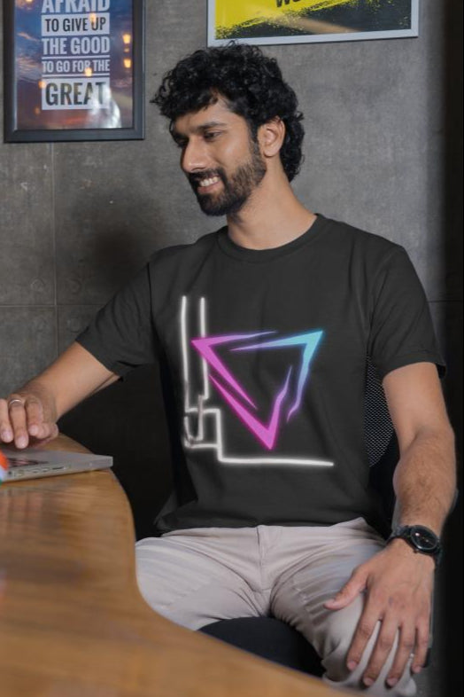 Men's Pink Triangle T-shirt Black by ZealforTee