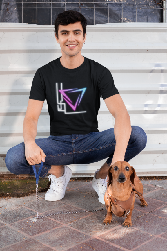 Men's Pink Triangle T-shirt Black by ZealforTee