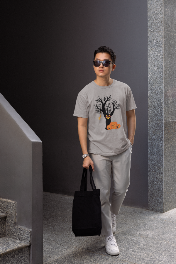 Men's Round Neck T-shirt Grey Melange by ZealforTee