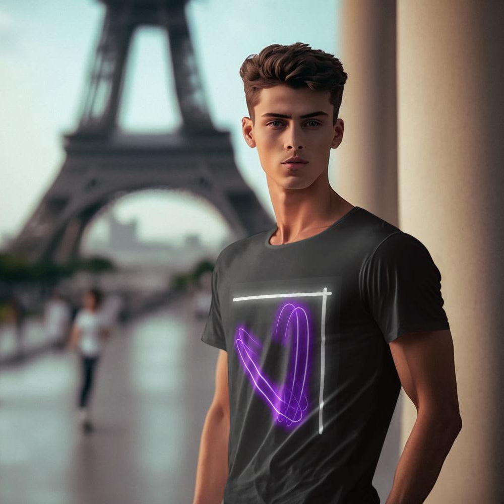 Men's Glow Purple Rings T-shirt Black by ZealforTee