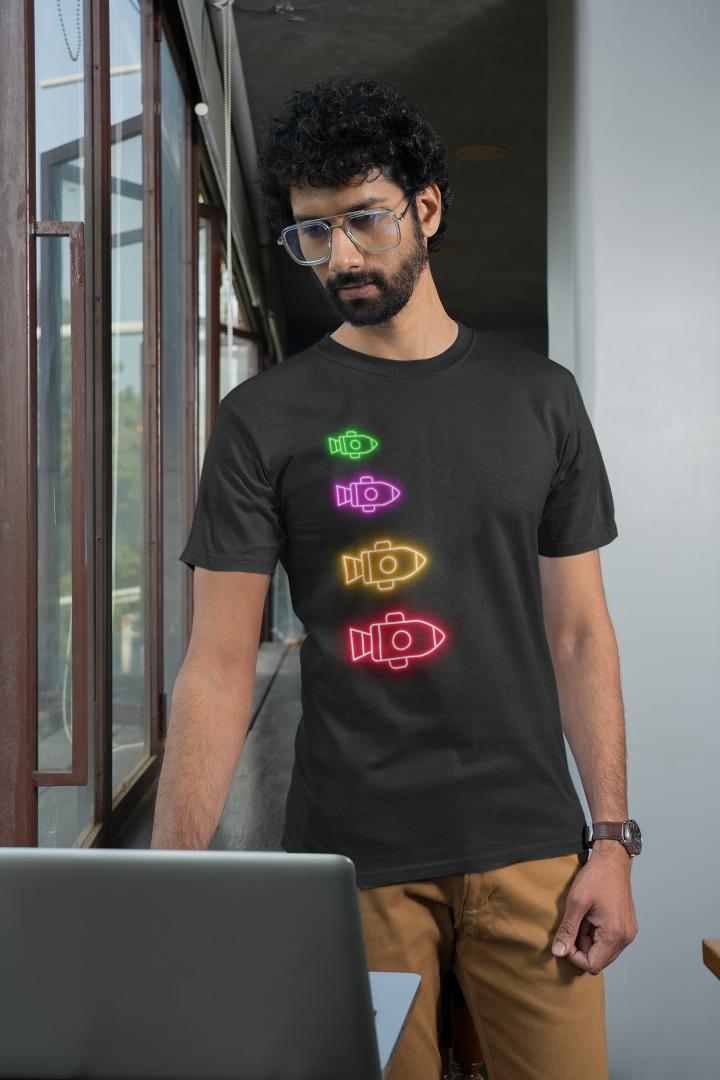 Men's Rocket T-shirt Black by ZealforTee