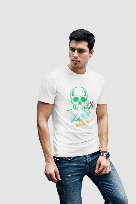 Men's Love Scam Skull T-shirt White by ZealforTee