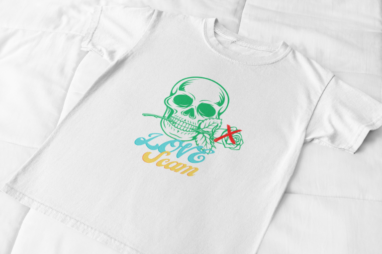 Men's Love Scam Skull T-shirt White by ZealforTee