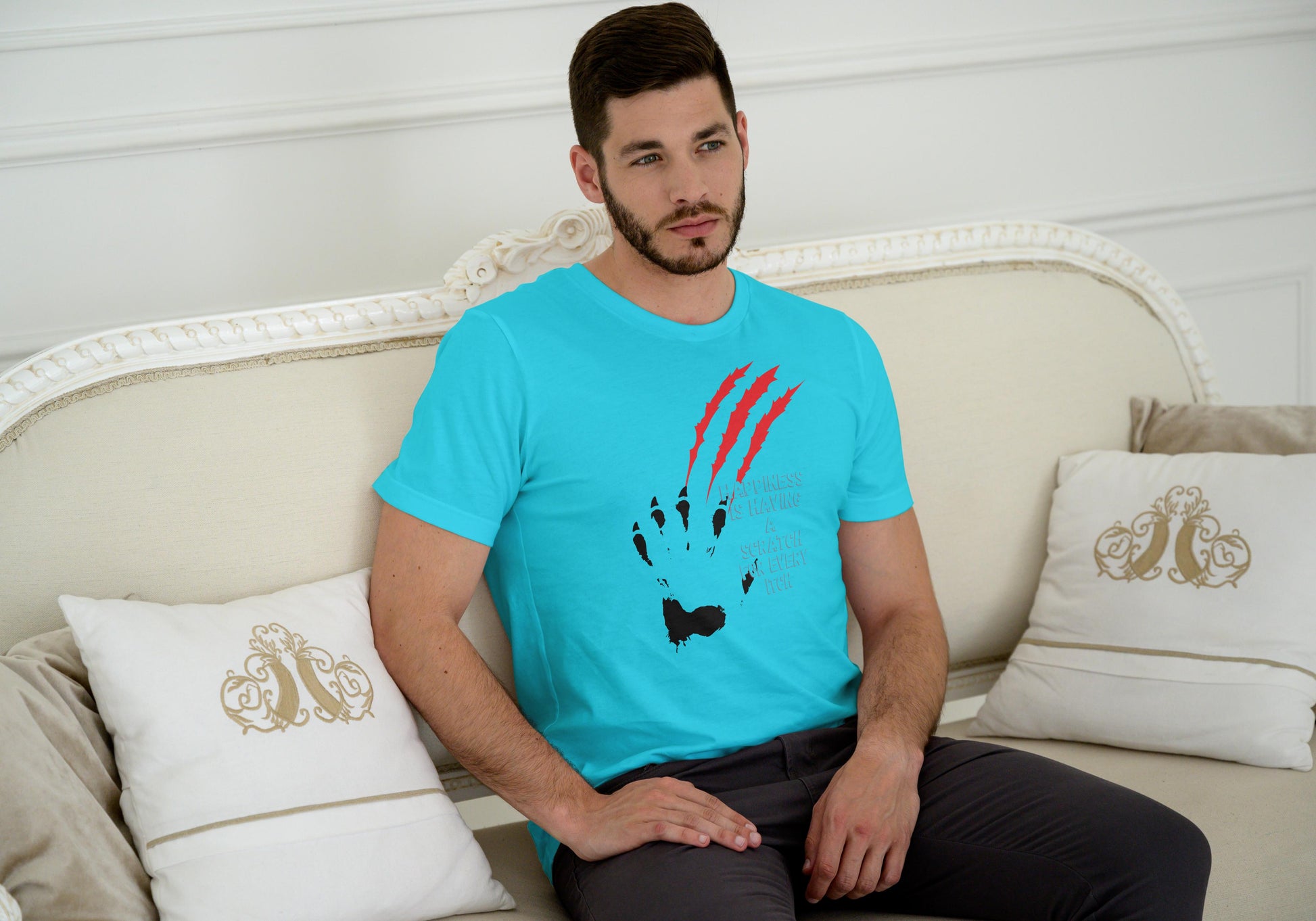Men's Scratch Every Itch Skull T-shirt White by ZealforTee