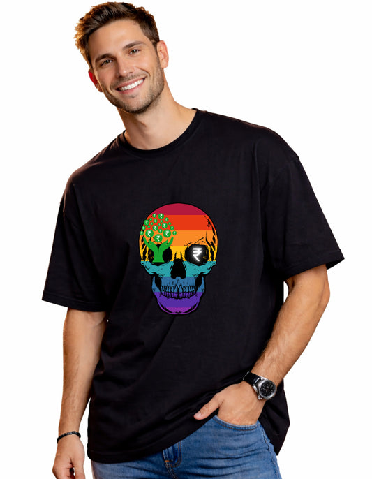 Men Rich Vibes Only Oversized T-shirt Front By ZealforTee