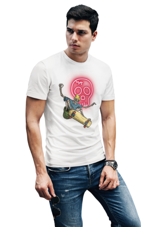 Men's Ghost on Skates Classic T-shirt White by ZealforTee