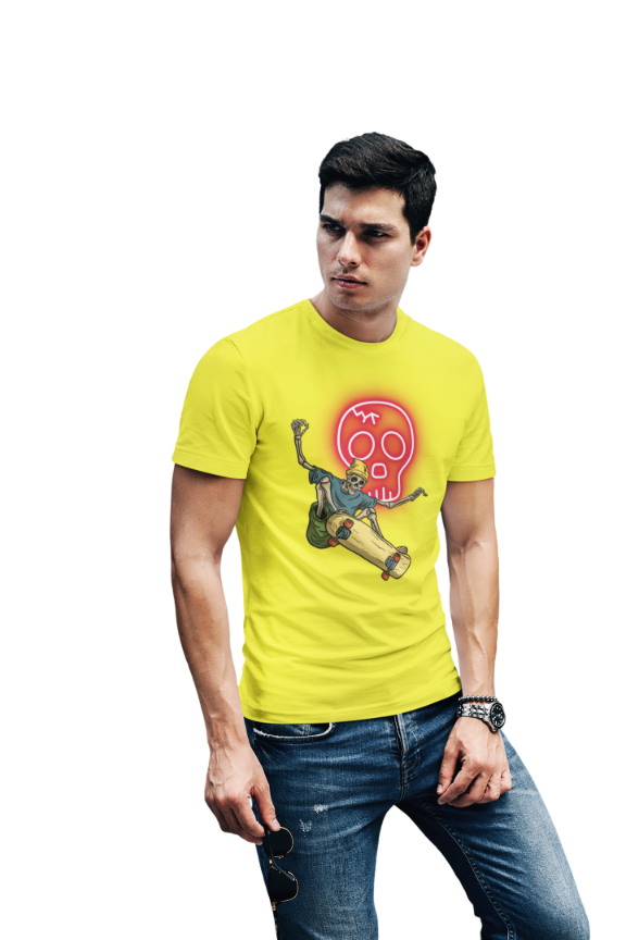 Men's Ghost on Skates Classic T-shirt Yellow by ZealforTee