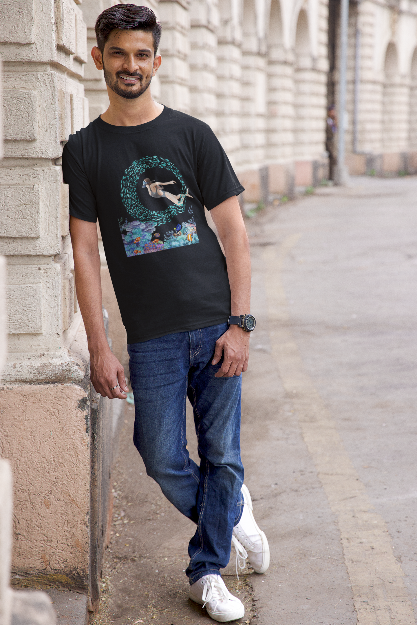 Men's Swimmer T-shirt Black by ZealforTee