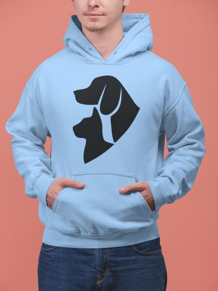 Men's Kitty and Mutt Hoodie Sweatshirt Baby Blue by ZealforTee