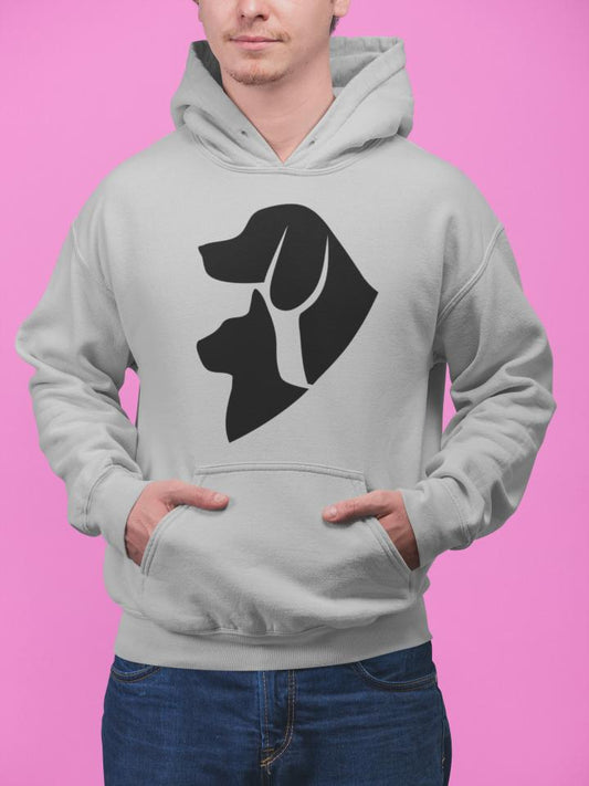 Men's Kitty and Mutt Hoodie Sweatshirt Grey Melange by ZealforTee